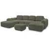 Image de Bobochic canapé panoramique convertible coffre montaigne tissu bouclette avec pouf vert angle droit MONTAIGNE
