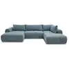 Image de Bobochic canapé panoramique fixe nesty tissu chiné bleu angle gauche NESTY