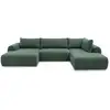 Image de Bobochic canapé panoramique fixe nesty tissu chiné vert foncé angle gauche NESTY
