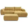 Image de Bobochic canapé d'angle fixe nesty tissu chiné avec pouf jaune angle droit NESTY
