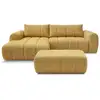 Image de Bobochic canapé d'angle fixe nesty tissu chiné avec pouf jaune angle gauche NESTY