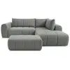 Image de Bobochic canapé d'angle l fixe nesty tissu chiné avec pouf gris foncé angle droit NESTY