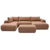 Image de Bobochic canapé panoramique fixe nesty tissu chiné avec pouf orange angle droit NESTY