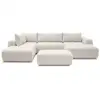 Image de Bobochic canapé panoramique fixe nesty tissu chiné avec pouf beige angle droit NESTY