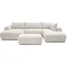 Image de Bobochic canapé panoramique fixe nesty tissu chiné avec pouf beige angle gauche NESTY