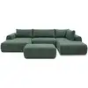 Image de Bobochic canapé panoramique fixe nesty tissu chiné avec pouf vert foncé angle gauche NESTY