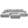 Image de Bobochic canapé panoramique fixe nesty tissu chiné avec pouf gris clair angle droit NESTY