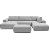 Image de Bobochic canapé panoramique fixe nesty tissu chiné avec pouf gris clair angle gauche NESTY