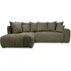 Image de Bobochic canapé d'angle l convertible coffre roxelane tissu bouclette vert angle gauche ROXELANE