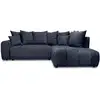 Image de Bobochic canapé d'angle l convertible coffre roxelane tissu bouclette bleu foncé angle droit ROXELANE