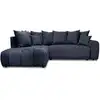 Image de Bobochic canapé d'angle l convertible coffre roxelane tissu bouclette bleu foncé angle gauche ROXELANE
