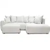 Image de Bobochic canapé d'angle l convertible coffre roxelane tissu bouclette avec pouf blanc angle droit ROXELANE