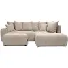 Image de Bobochic canapé d'angle l convertible coffre roxelane tissu bouclette avec pouf beige angle droit ROXELANE