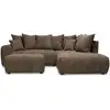 Image de Bobochic canapé d'angle l convertible coffre roxelane tissu bouclette avec pouf marron angle droit ROXELANE