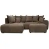 Image de Bobochic canapé d'angle l convertible coffre roxelane tissu bouclette avec pouf marron angle gauche ROXELANE