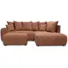 Image de Bobochic canapé d'angle l convertible coffre roxelane tissu bouclette avec pouf orange angle droit ROXELANE