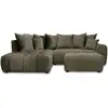 Image de Bobochic canapé d'angle l convertible coffre roxelane tissu bouclette avec pouf vert angle gauche ROXELANE