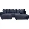 Image de Bobochic canapé d'angle l convertible coffre roxelane tissu bouclette avec pouf bleu foncé angle droit ROXELANE