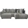 Image de Bobochic canapé d'angle l convertible coffre roxelane tissu bouclette avec pouf gris foncé angle droit ROXELANE