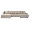 Image de Bobochic canapé panoramique convertible roxelane tissu bouclette beige angle gauche ROXELANE