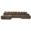 Image de Bobochic canapé panoramique convertible roxelane tissu bouclette marron angle gauche ROXELANE