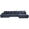 Image de Bobochic canapé panoramique convertible roxelane tissu bouclette bleu foncé angle droit ROXELANE