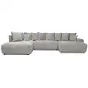 Image de Bobochic canapé panoramique convertible roxelane tissu bouclette gris clair angle gauche ROXELANE