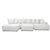 Image de Bobochic canapé panoramique convertible roxelane tissu bouclette avec pouf blanc angle droit ROXELANE
