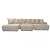 Image de Bobochic canapé panoramique convertible roxelane tissu bouclette avec pouf beige angle droit ROXELANE