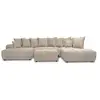 Image de Bobochic canapé panoramique convertible roxelane tissu bouclette avec pouf beige angle gauche ROXELANE