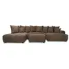 Image de Bobochic canapé panoramique convertible roxelane tissu bouclette avec pouf marron angle droit ROXELANE