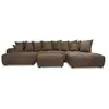 Image de Bobochic canapé panoramique convertible roxelane tissu bouclette avec pouf marron angle gauche ROXELANE