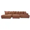 Image de Bobochic canapé panoramique convertible roxelane tissu bouclette avec pouf orange angle droit ROXELANE