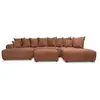 Image de Bobochic canapé panoramique convertible roxelane tissu bouclette avec pouf orange angle gauche ROXELANE