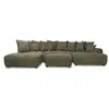 Image de Bobochic canapé panoramique convertible roxelane tissu bouclette avec pouf vert angle droit ROXELANE
