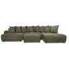 Image de Bobochic canapé panoramique convertible roxelane tissu bouclette avec pouf vert angle gauche ROXELANE