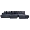 Image de Bobochic canapé panoramique convertible roxelane tissu bouclette avec pouf bleu foncé angle gauche ROXELANE