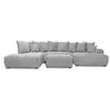 Image de Bobochic canapé panoramique convertible roxelane tissu bouclette avec pouf gris clair angle droit ROXELANE