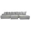 Image de Bobochic canapé panoramique convertible roxelane tissu bouclette avec pouf gris clair angle gauche ROXELANE