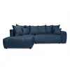 Image de Bobochic canapé d'angle l convertible coffre roxelane tissu chiné bleu foncé angle gauche ROXELANE