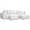 Image de Bobochic canapé d'angle l convertible coffre roxelane tissu chiné avec pouf blanc angle droit ROXELANE