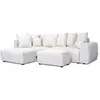 Image de Bobochic canapé d'angle l convertible coffre roxelane tissu chiné avec pouf blanc angle gauche ROXELANE