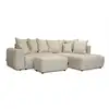 Image de Bobochic canapé d'angle l convertible coffre roxelane tissu chiné avec pouf beige angle droit ROXELANE