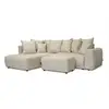 Image de Bobochic canapé d'angle l convertible coffre roxelane tissu chiné avec pouf beige angle gauche ROXELANE