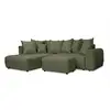 Image de Bobochic canapé d'angle l convertible coffre roxelane tissu chiné avec pouf vert angle gauche ROXELANE