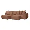Image de Bobochic canapé d'angle l convertible coffre roxelane tissu chiné avec pouf orange angle gauche ROXELANE