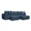 Image de Bobochic canapé d'angle l convertible coffre roxelane tissu chiné avec pouf bleu foncé angle droit ROXELANE