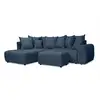 Image de Bobochic canapé d'angle l convertible coffre roxelane tissu chiné avec pouf bleu foncé angle gauche ROXELANE
