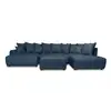 Image de Bobochic canapé panoramique convertible roxelane tissu chiné avec pouf bleu foncé angle gauche ROXELANE