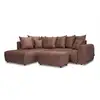 Image de Bobochic canapé d'angle l convertible coffre roxelane tissu chiné avec pouf rouge angle gauche ROXELANE
